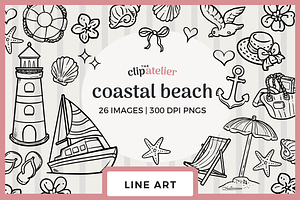 Coastal Beach Line Art