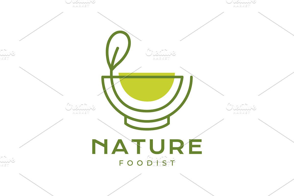 natural cuisine bowl leaves logo, a Branding & Logo Template by devastd