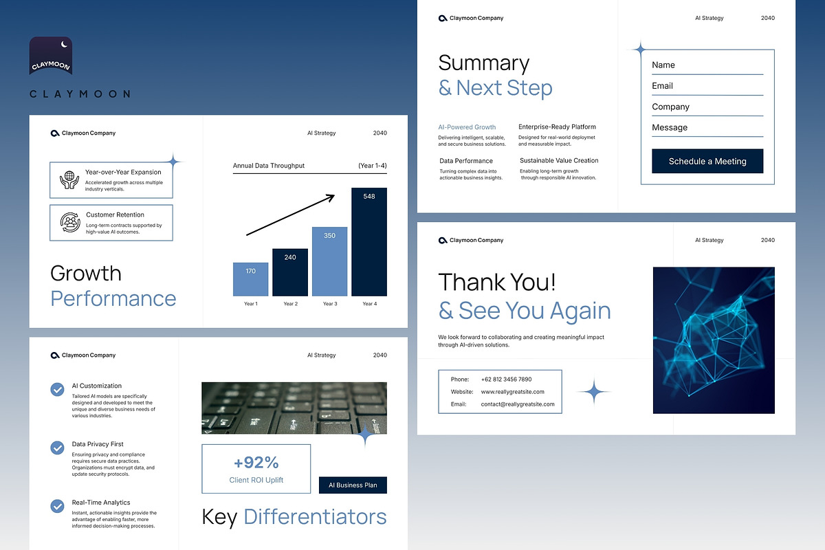 White Blue Modern AI Business Plan, a Presentation Template by Claymoon Lab (Photo 6 of 7)