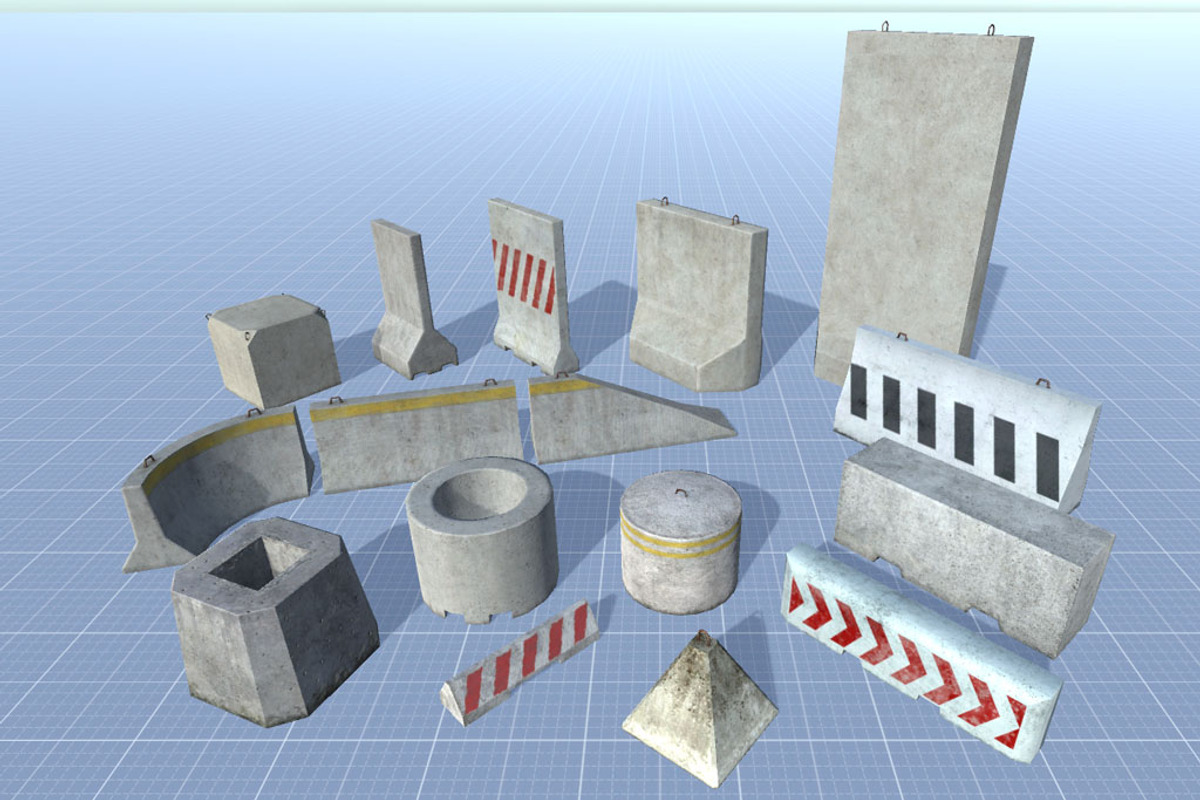 16 Concrete Barriers - Big Pack, an Environmental 3D Model by 3DCaster (Photo 3 of 34)