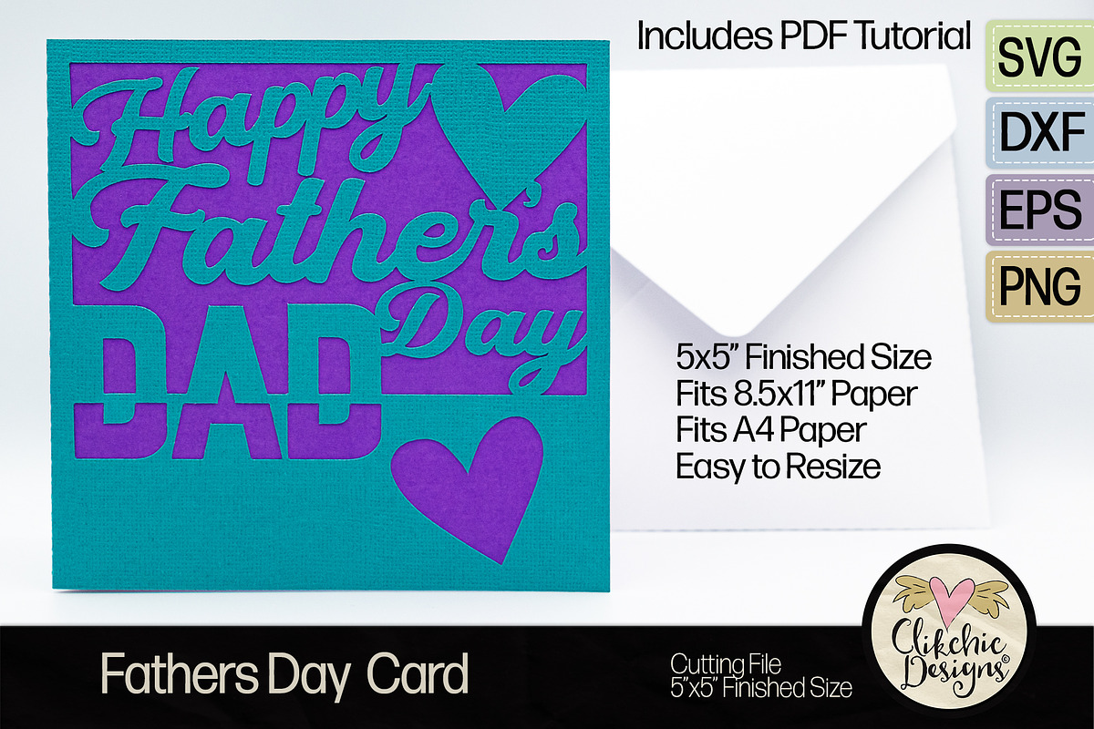Happy Fathes Day Card SVG Cut Files, a Card Template by Clikchic Designs (Photo 2 of 5)