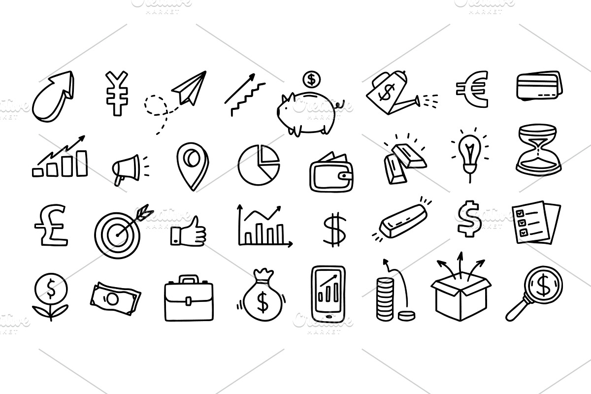 Finance and banking doodle vector, a Finance Illustration by winwin.art