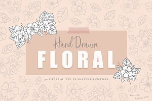 30 Hand Drawn Floral Elements
