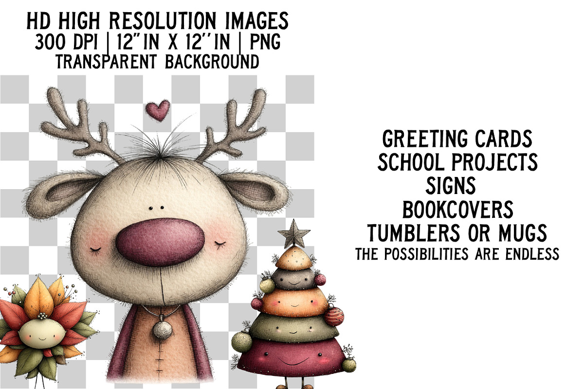 Whimsical Christmas Clipart Bundle, an Illustration by Craft Nest (Photo 2 of 6)