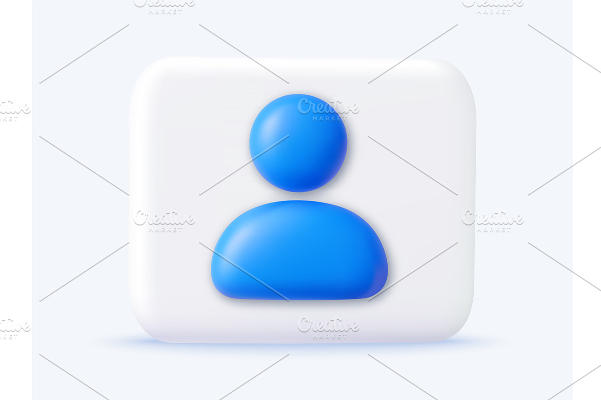 3d square white icon button person., a Person Illustration by ModVector