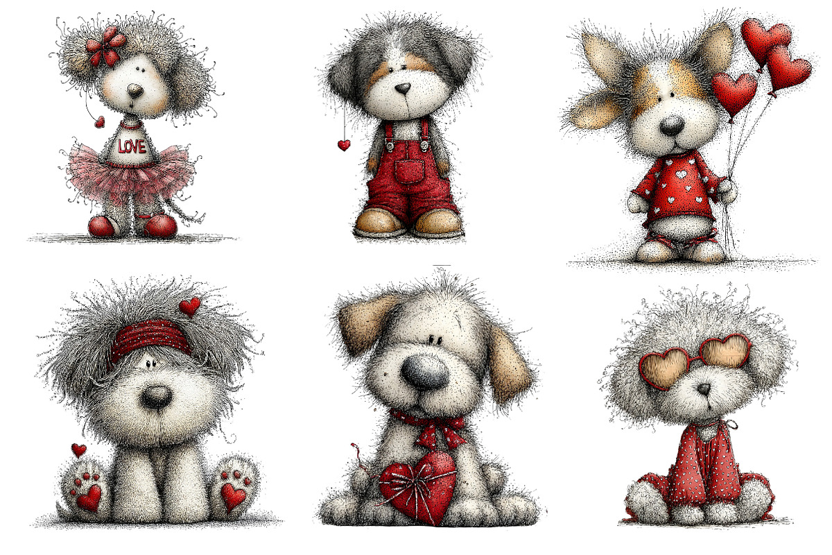 valentine dog clipart bundle, an Illustration by CreationArt (Photo 5 of 5)