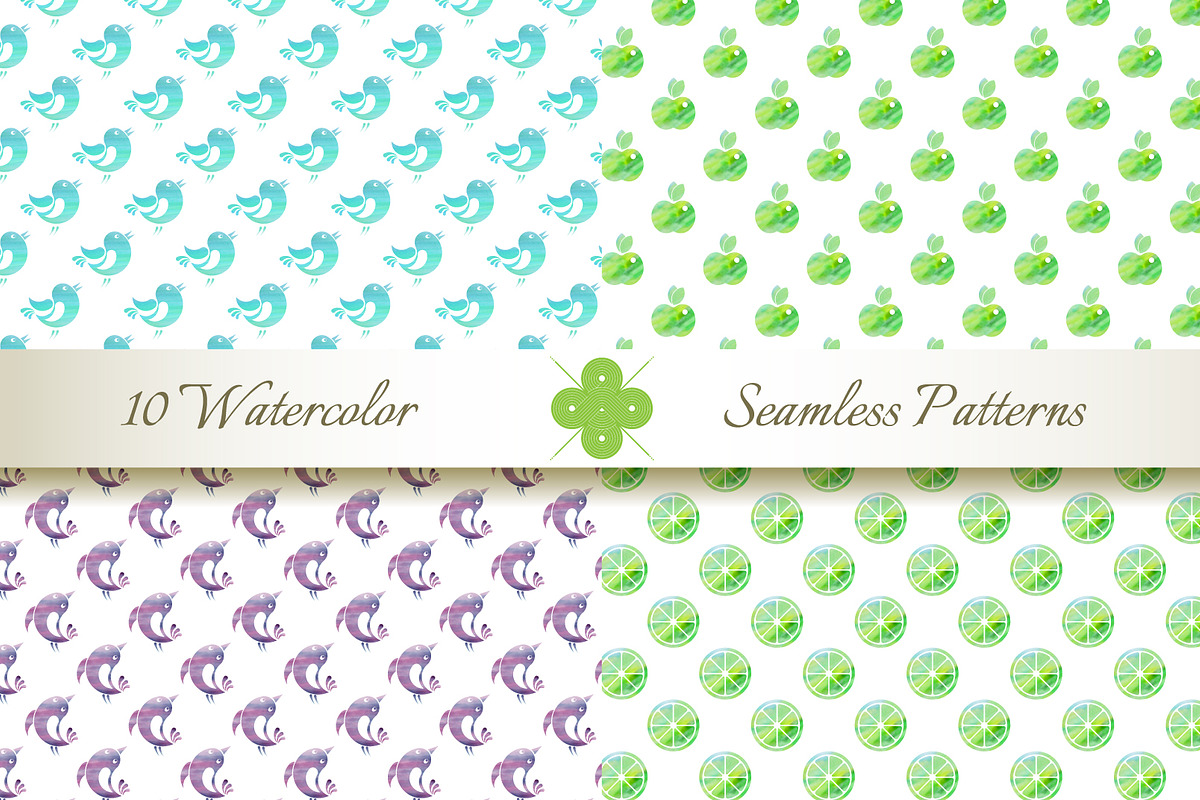 10 Seamless Watercolor Patterns preview 2