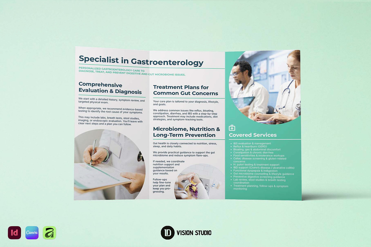 Gut Health Trifold | Canva & InDesign