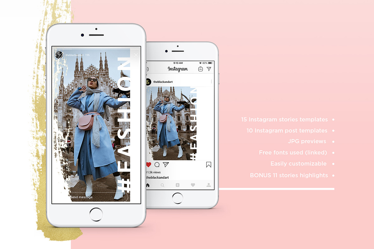 GIRLY Instagram Stories & Posts, a Social Media Template by The Black & Art (Photo 2 of 5)