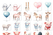 Valentine farm clipart watercolor, an Object Graphic by MyLittleMeow (Thumbnail 7 of 9)