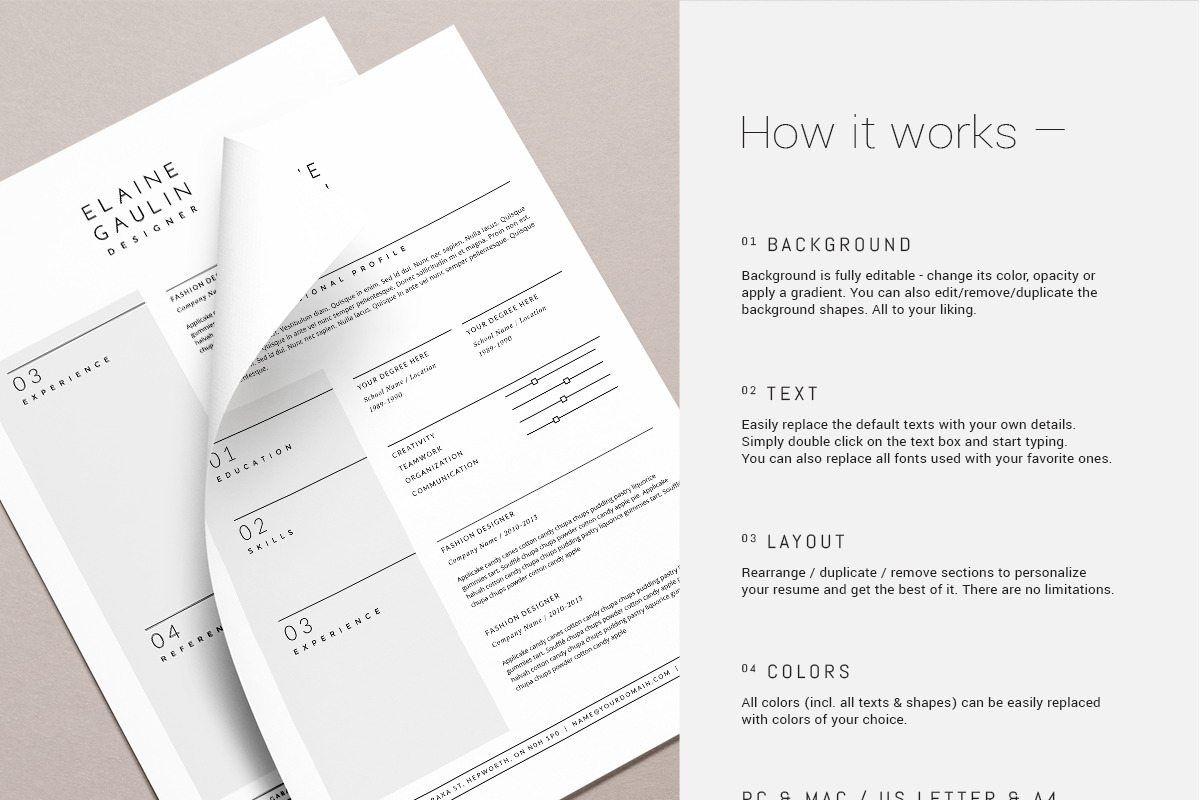 Simple Resume Design / Elaine, a Resume Template by This Paper Fox (Photo 4 of 5)