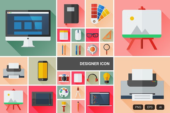 24 Flat Designer Icon Vector