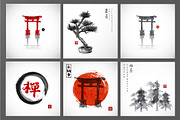 Japanese ink painting sumi-e, part 2, an Illustration by Elina_Li (Thumbnail 2 of 11)