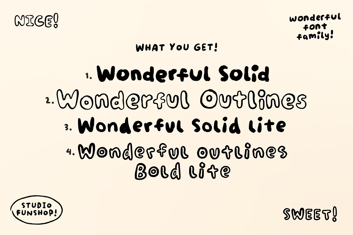 Wonderful! 4 Fonts! Handwriting Set!, a Sans Serif Font by Studio Funshop by Kelli (Photo 4 of 11)