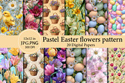 Pastel Easter flowers pattern, an Illustration by Designworld (Thumbnail 1 of 4)