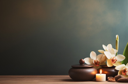 Spa Ambiance with Candle and Orchids, an Abstract Photo by Natalia Klenova's Shop