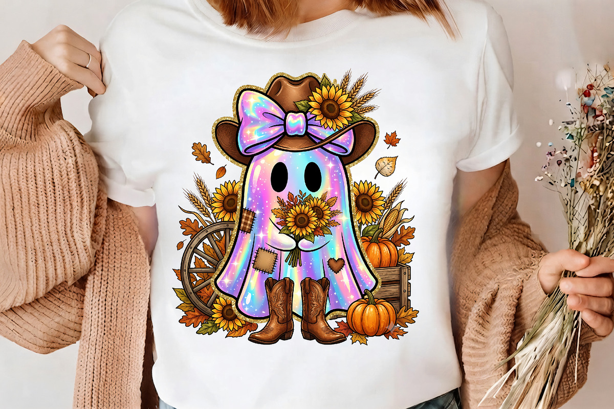 Cowboy ghost with sunflowers and, a Seasonal Illustration by CrexoraLab (Photo 3 of 4)