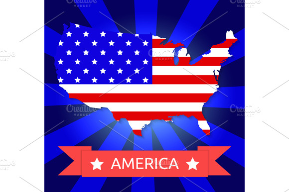 Set America Flag On The American