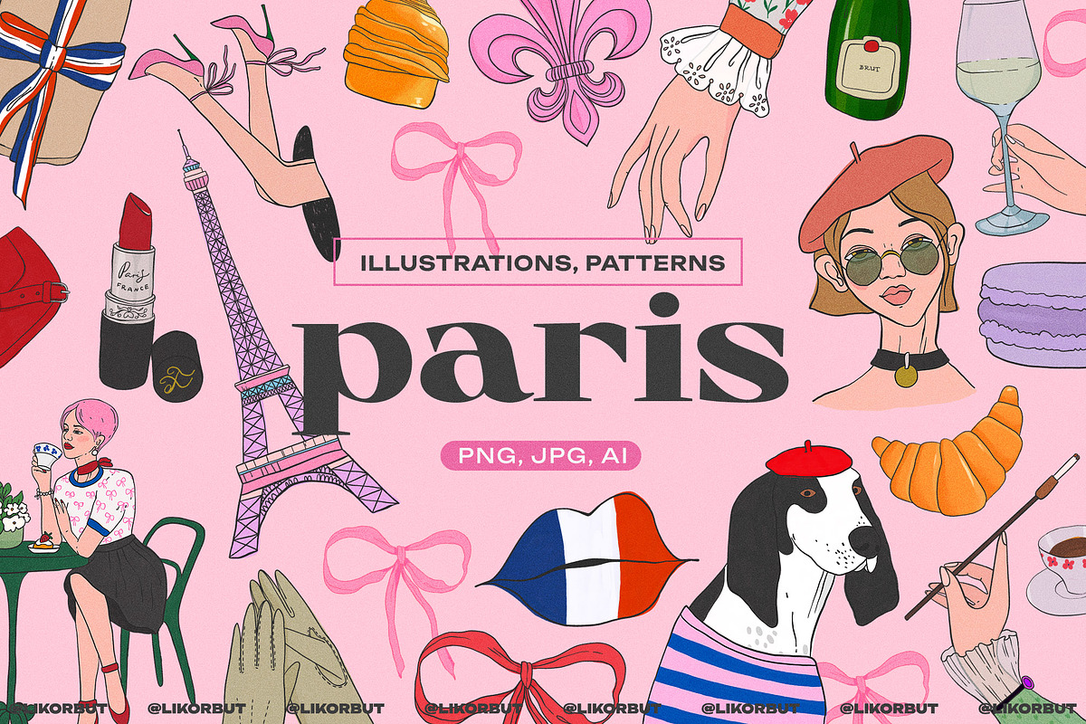 France Cute and Sweet Illustrations, a Decorative Illustration by likorbut (Photo 1 of 10)
