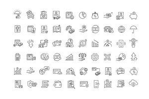Finance Line Icons Set, an Outline Icon by Tettygreen