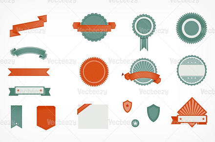 Coral & Teal Retro Vector Banners