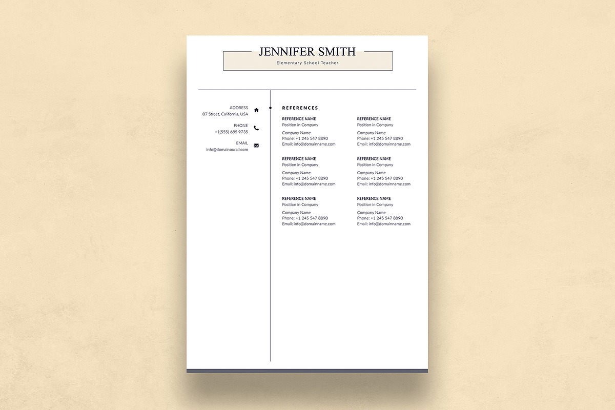 Canva Teacher Resume Template, a Resume Template by DesignDevisers (Photo 4 of 10)