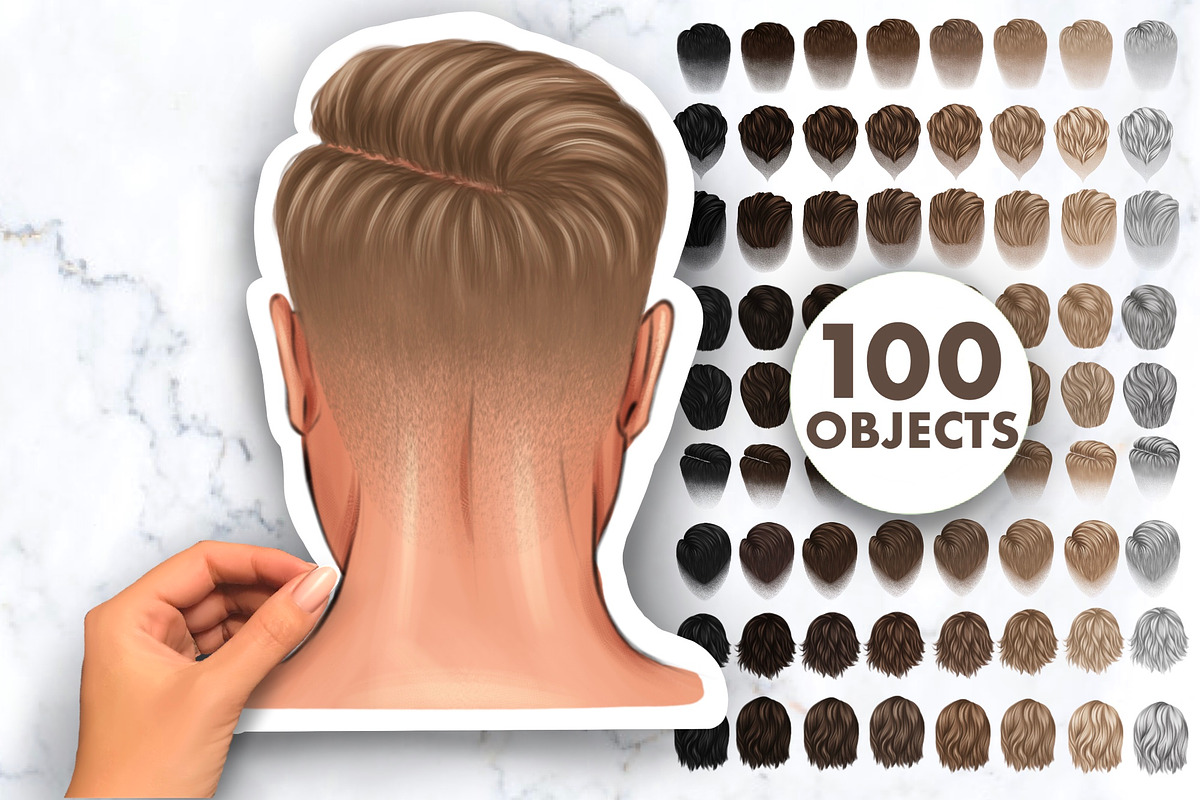 100 Men's Hairstyles PNG, an Illustration by Elenbushe (Photo 1 of 9)