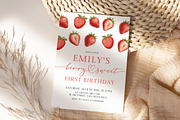 Red Bow Strawberry Birthday Invite, a Templates & Theme by Digital_Mind (Thumbnail 3 of 3)
