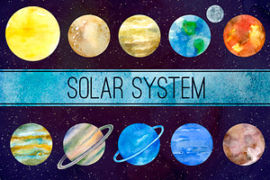 Solar system Watercolor clipart