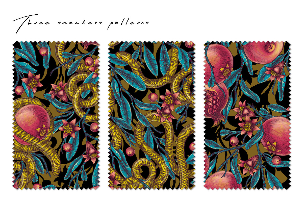 POMEGRANATE EDEN - patterns & motifs, a Decorative Illustration by Liiafis (Photo 2 of 15)