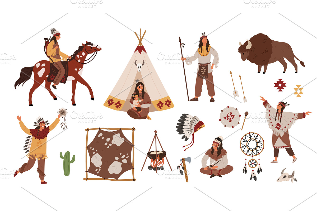 Native americans items. Indians, an Animal Illustration by YummyBuum