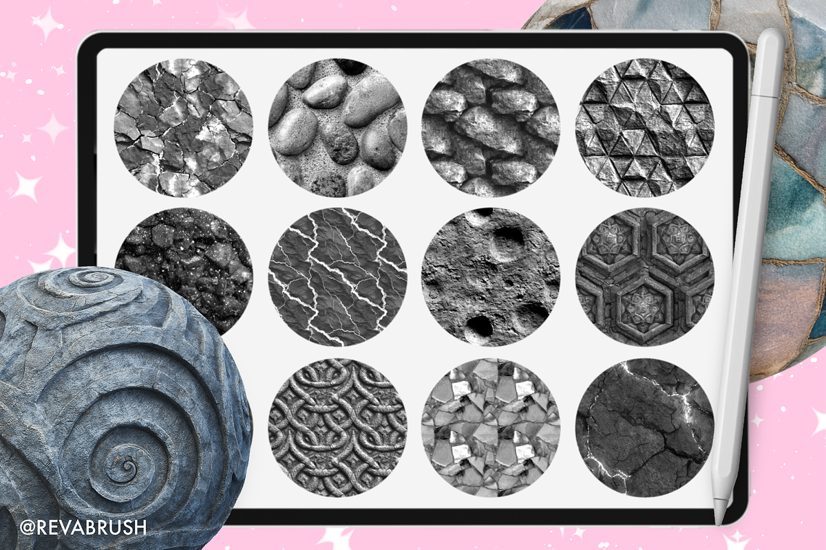Procreate Stone texture brushes, a Brush Add-On by Revabrush (Photo 7 of 7)