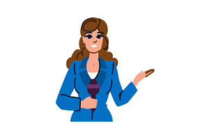 Journalist holding microphone, a Person Illustration by pikepicture