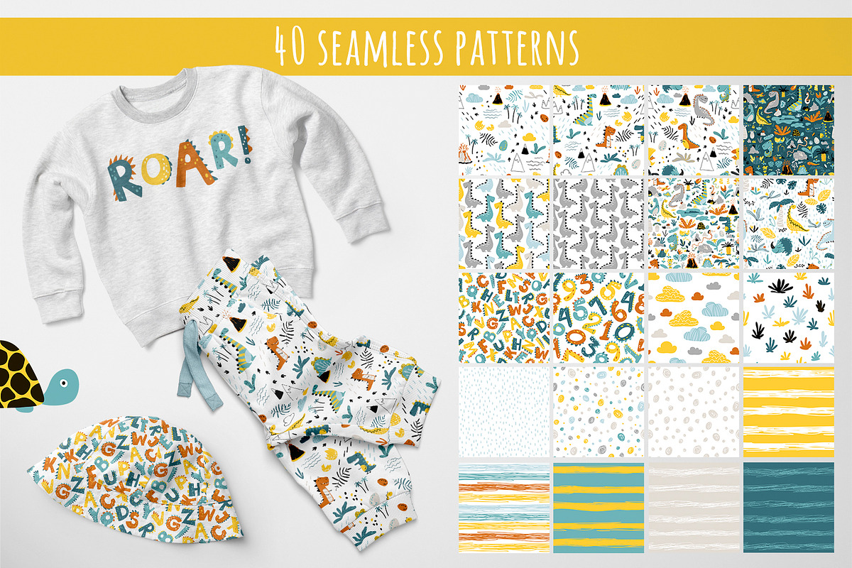 Dino set. Kids print & patterns, an Animal Illustration by Svitlana Kharchuk (Photo 9 of 13)