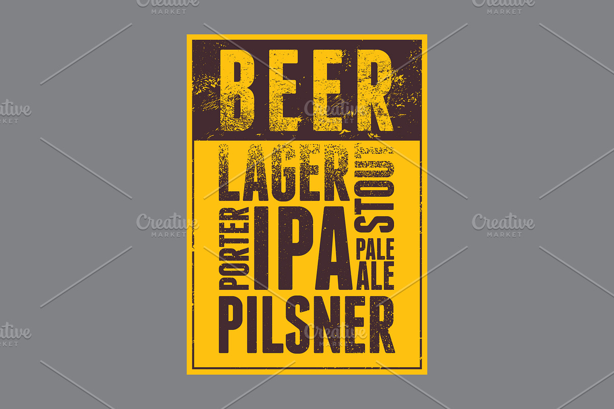 Beer grunge vector poster set., a Food Illustration by PoPaShop (Photo 7 of 9)