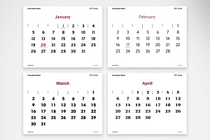 Typographic Calendar Year 2025