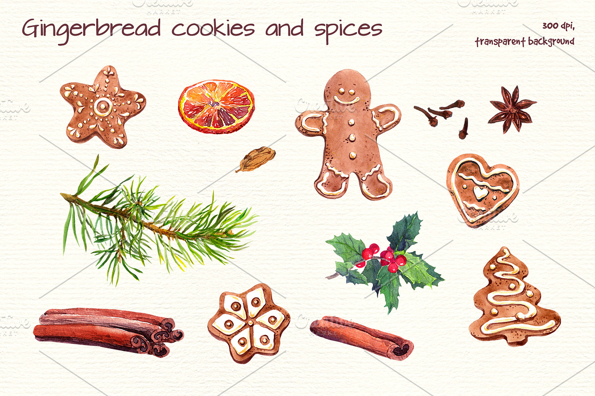 Christmas sweets watercolor set, a Decorative Illustration by Where summer is (Photo 2 of 7)