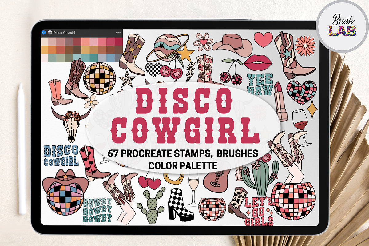 Disco Cowgirl Procreate Set, a Brushes & More by Brush Lab (Photo 1 of 8)