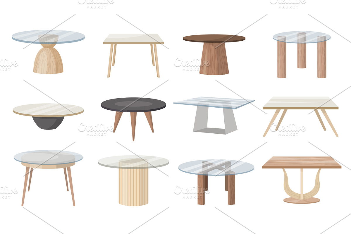 Modern tables. Round shape tables, an Object Illustration by Onyx