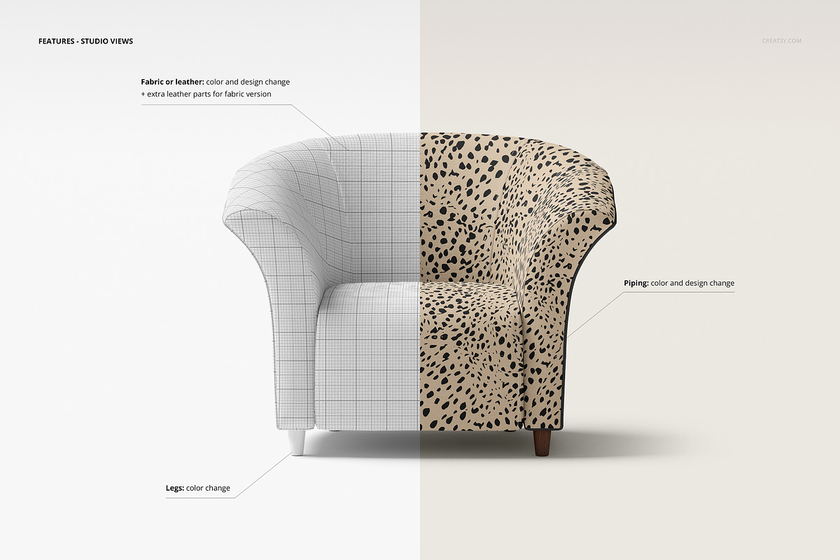 Tub Armchair Mockup Set, a Household Mockup by creatsy5 (Photo 6 of 11)