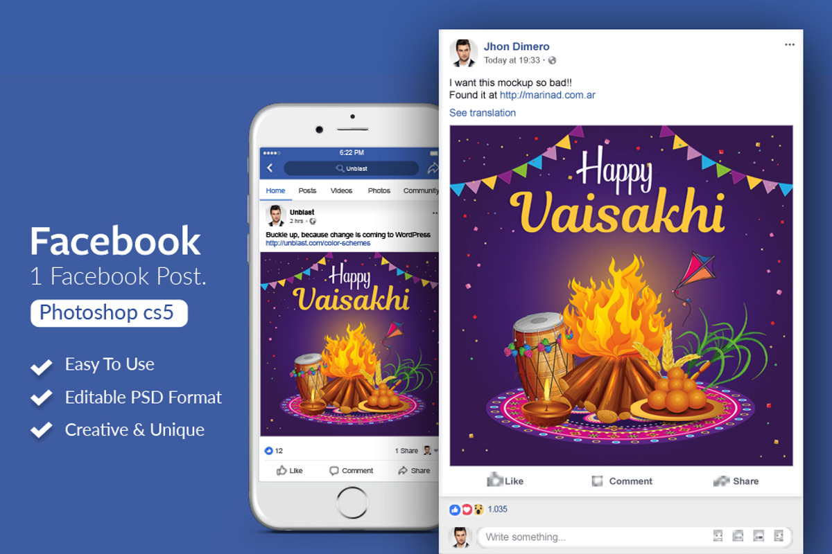 Happy Baisakhi Facebook Post, a Social Media Template by Business Flyers (Photo 1 of 2)