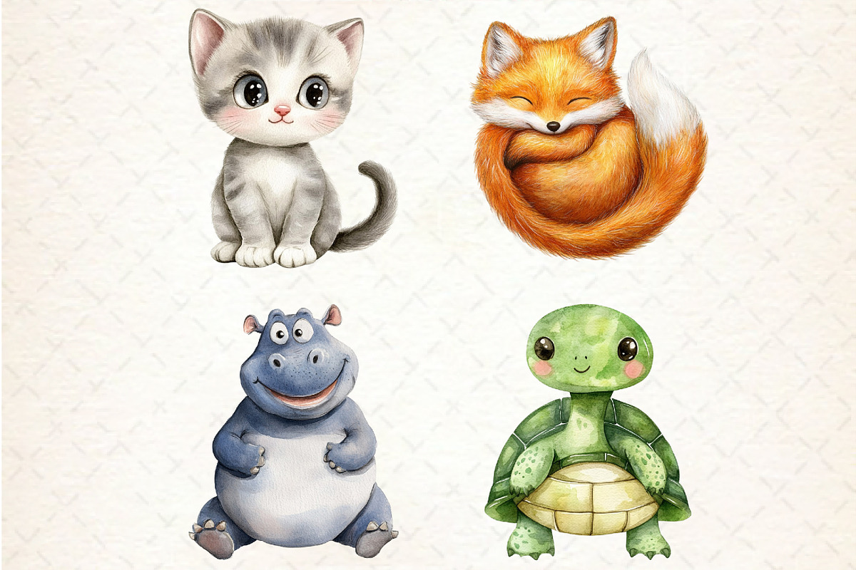 Animals Minimalist Cartoon Clipart, an Illustration by Rose Art (Photo 3 of 4)
