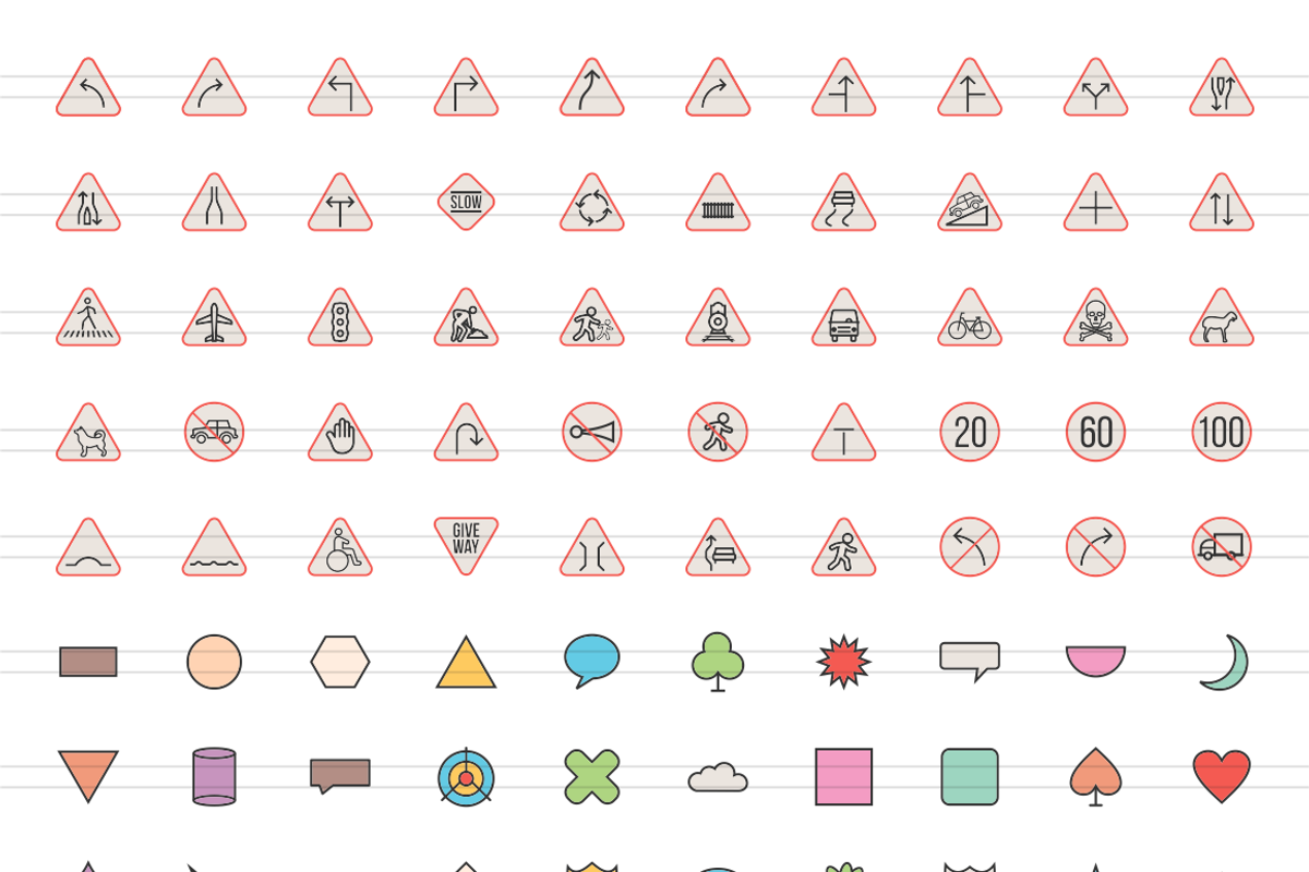 384 Sign Filled Line Icons, an Outline Icon by IconBunny