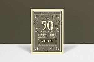 Art Nouveau Anniversary Invitation, a Card Template by graphicook