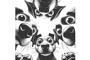 Curious Dogs Peeking from Above, an Animal Illustration by AlexArt
