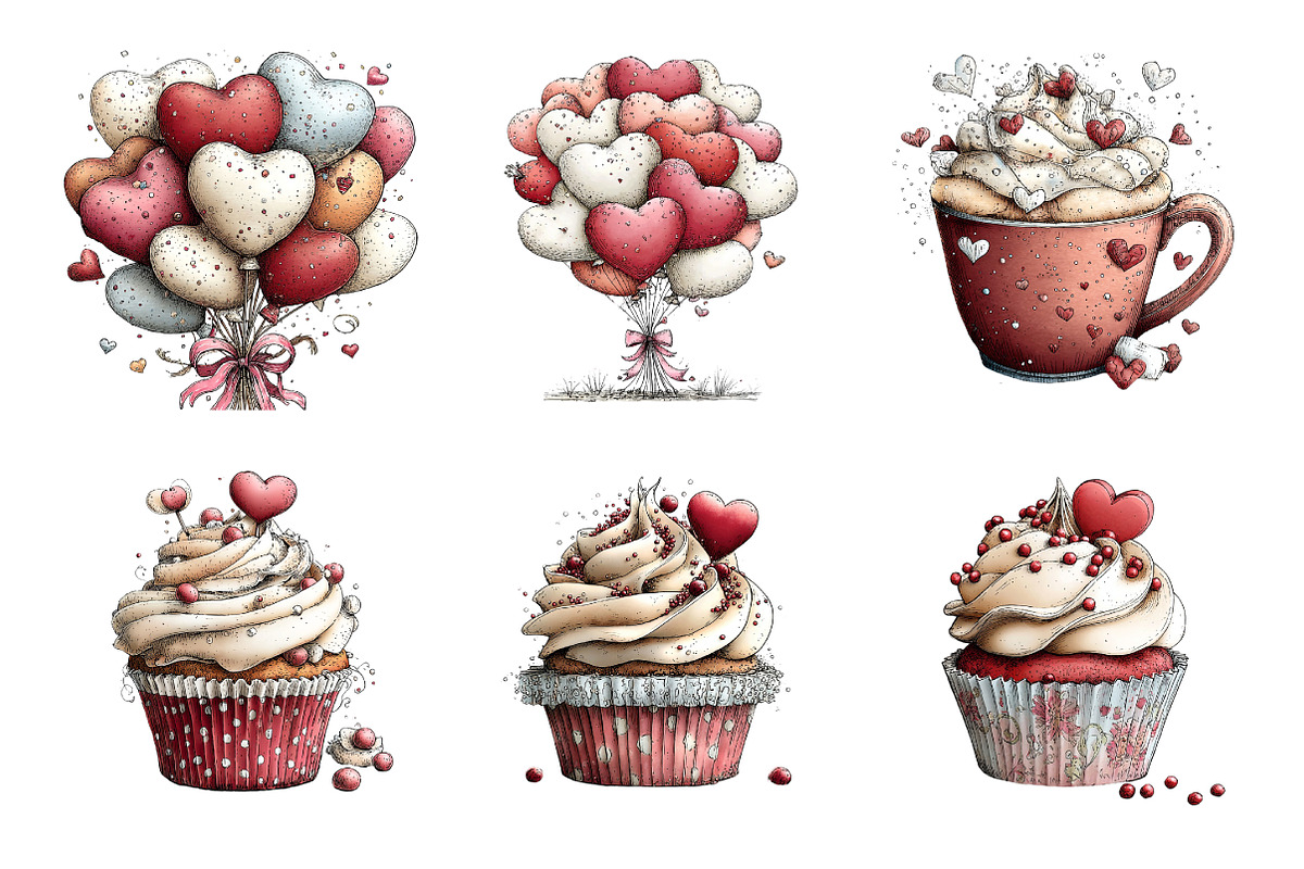 Romantic Watercolor Love Clipart, an Illustration by SinaCreation (Photo 2 of 9)