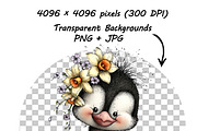Whimsical Animals Floral Clipart, a Graphic by one-touch (Thumbnail 9 of 18)