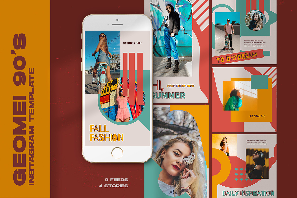 Geomei 90' Instagram Templates, a Social Media Template by Azruca (Photo 1 of 9)