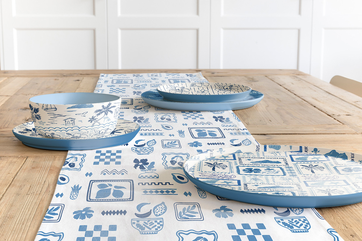 Blue tropical summer beach patterns, a Pattern Graphic by Tani Kuzminka (Photo 22 of 22)
