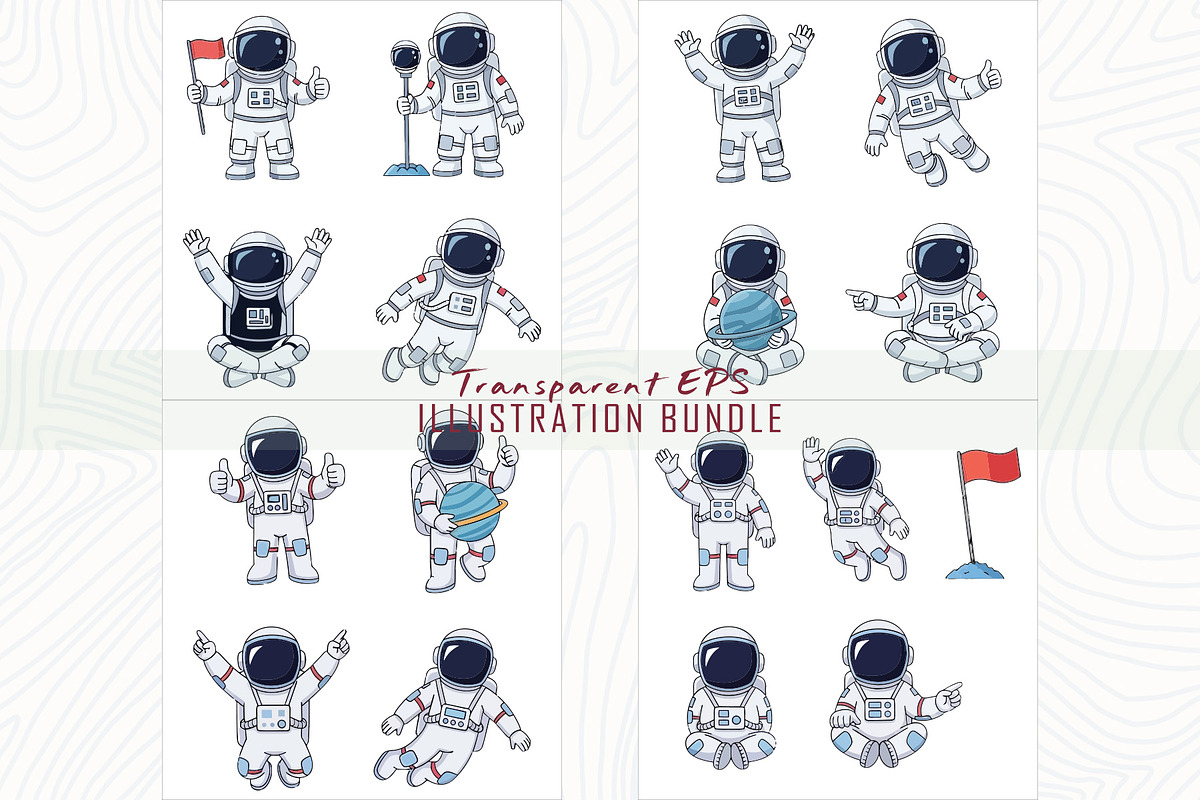 Charming Astronaut Illustration Set, a Technology Illustration by Sofia's Fashion (Photo 2 of 3)